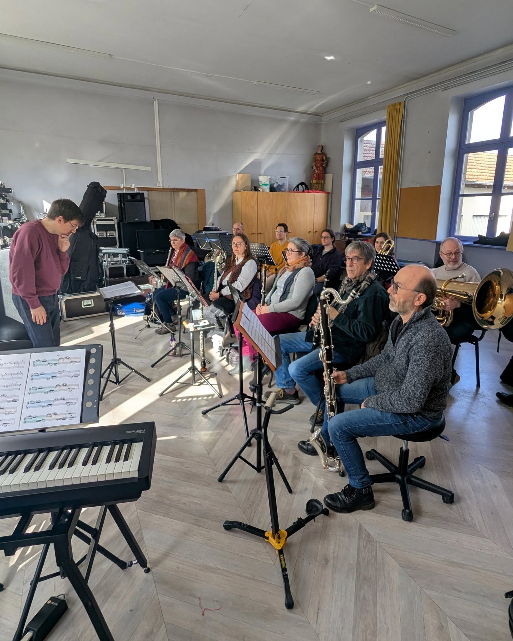 Musiciens en répétition, pupitre de vents
